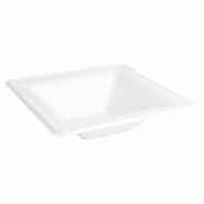 Assiette creuse carré bagasse blanche 500cc 16x16x4cm - par 400
