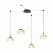 Brena - Suspension Décentralisée 4 Lumières Cognac - Fabas Luce - Led 40W Dimmable - Montage Décentralisé - marron 8019282546092