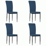 Chaises à manger lot de 4 Bleu Velours Modèle Mistral - 326103