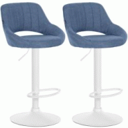 CLP Lot de 2 tabourets de bar Milet tissu Bleu/Métal blanc mat - bleu textile 324426 CLP Lot de 2 tabourets de bar Milet tissu Bleu/Métal blanc mat - bleu textile 324426