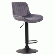 CLP Tabouret de bar Lentini en Velours avec Piètement trompette en Métal Gris foncé/Noir - gris textile 318271 CLP Tabouret de bar Lentini en Velours avec Piètement trompette en Métal Gris foncé/Noir - gris textile 318271