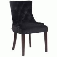 Décoshop26 - Chaise de salle à manger assise design classique boutons décoratifs en velours noir et pieds en bois marron 10_0001928 - marron 300025 Décoshop26 - Chaise de salle à manger assise design classique boutons décoratifs en velours noir et pieds en bois marron 10_0001928 - marron 300025
