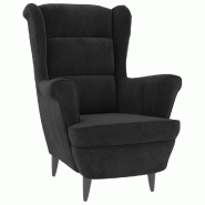 Décoshop26 - Fauteuil lounge design et moderne extra confort en velours noir DEC028660 - noir 3000256988760