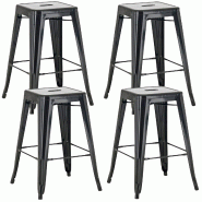 Décoshop26 - Lot de 4 tabourets de bar style industriel avec repose-pieds en métal noir 10_0000939 - noir métal 3000720769604