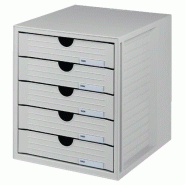 HAN Module de classement SYSTEMBOX, 5 tiroirs, en PS, coloris gris clair - gris 1450-11
