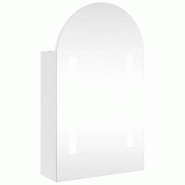 Helloshop26 - Armoire de salle de bain à miroir LED design épuré 42 x 13 x 70 cm avec étagères réglables en bois blanc 02_0047273 - blanc verre