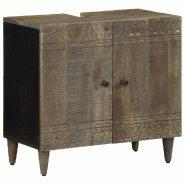 Helloshop26 - Armoire lavabo en bois de manguier massif design épuré salle de bain 62 x 33 x 58 cm en bois noir 02_0057752 - noir Bois massif 300024
