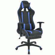Helloshop26 - Fauteuil chaise chaise de bureau inclinable avec repose-pied bleu 0502030 - bleu Bois massif 3000228781238
