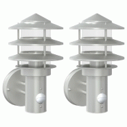 Helloshop26 - Lot de 2 appliques murales d'extérieur avec capteurs 15,5 x 15,5 x 28 cm en acier inoxydable argenté 02_0056550 - argenté inox 300023