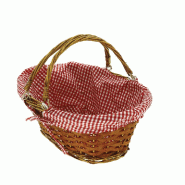 Panier ovale "Caro" fibre vegetale tissu vichy rouge 36x27x16cm -par 30