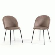 RATTATAN Lot de 2 chaises en velours avec pieds en métal, design élégant pour cuisine, salle à manger, bar ou restaurant – Sara – Taupe/Gris f RATTATAN Lot de 2 chaises en velours avec pieds en métal, design élégant pour cuisine, salle à manger, bar ou restaurant – Sara – Taupe/Gris f