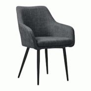 SalesFever Chaise de salle à manger | Couverture en tissu texturé | Pieds de chaise en métal | L 61 x P 60 x H 85 cm |anthracite – noir - multico SalesFever Chaise de salle à manger | Couverture en tissu texturé | Pieds de chaise en métal | L 61 x P 60 x H 85 cm |anthracite – noir - multico