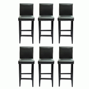 Tabourets de bar lot de 6 noir similicuir Modèle Titan Plus - noir 160716