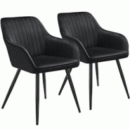 TecTake GmbH tectake Lot 2 chaises de salle à manger en velours matelassées noir - 405732 - noir acier 405732 TecTake GmbH tectake Lot 2 chaises de salle à manger en velours matelassées noir - 405732 - noir acier 405732