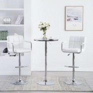 VidaXL Tabourets De Bar Lot De 2 Blanc Similicuir - blanc 323623 VidaXL Tabourets De Bar Lot De 2 Blanc Similicuir - blanc 323623