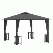 VidaXL Tonnelle avec parois et toit double 3x3 m Anthracite Modèle AbriVision 73 - noir 318541