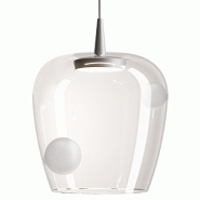 Zafferano Suspension Bilia 27 LED 8W 2700K 645lm en aluminium sablé, design raffiné avec diffuseur en verre borosilicaté soufflé - gris 8058945335048