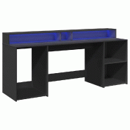 Bureau avec lumières LED noir 200x55x91 cm bois d'ingénierie Modèle Atlas Master Line - 8721158402745