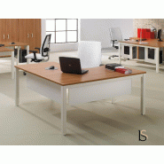 Bureau d'angle 90° Tempo- Mobel Linea. - Argent Ral 9006, Acacia clair, Oui, 160 x 160 cm