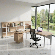 Bureau de direction d'angle X time Next - Quadrifoglio - 160, Alu, Orme, 2 tiroirs