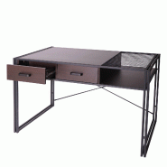 Décoshop26 - Bureau d'ordinateur avec tiroirs et compartiment de rangement design industriel 76x120x70cm brun foncé 04_0001449 - 3000499432693 Décoshop26 - Bureau d'ordinateur avec tiroirs et compartiment de rangement design industriel 76x120x70cm brun foncé 04_0001449 - 3000499432693