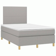 Décoshop26 - Cadre de lit LED avec sommier tête de lit matelas surmatelas 120x200 cm tissu gris clair TDL0207900 - gris 3001243588000