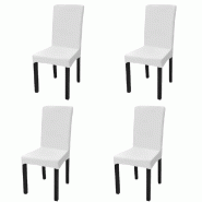 Décoshop26 - Housse de chaise droite extensible 4 pcs blanc DEC022367 - blanc 3001299269601