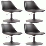 Décoshop26 - Lot de 4 chaises de salle à manger pivotante hauteur réglable en plastique noir et pied trompette métal noir 10_0001808 - noir métal