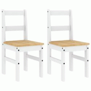 Décoshop26 - Set de 2 chaises de cuisine ou salle à manger design rustique en bois de pin blanc DEC025571 - blanc 3000255321360 Décoshop26 - Set de 2 chaises de cuisine ou salle à manger design rustique en bois de pin blanc DEC025571 - blanc 3000255321360