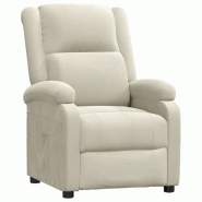Fauteuil inclinable Crème Velours Modèle Pernelis - 342408_0