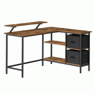 Helloshop26 - Bureau en forme de L avec 2 tiroirs spacieux 105 x 135 x 89,5 cm bureau gaming avec support pour écran bureau d'angle 12_0004617 - acie