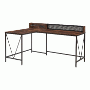Helloshop26 - Bureau table poste de travail 165 x 110 x 90 cm noir effet noyer 03_0009054 - noir métal 3000224487523