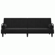 Helloshop26 - Canapé-lit avec accoudoirs 205 x 89 x 70 cm velours noir 02_0020415 - noir polyester 3001089488007