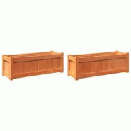 Helloshop26 - Jardinière bac lit surélevé plantes fleurs jardin terrasses lot de 2 cire bois de pin massif marron 02_0039066 - 3000218010157 Helloshop26 - Jardinière bac lit surélevé plantes fleurs jardin terrasses lot de 2 cire bois de pin massif marron 02_0039066 - 3000218010157