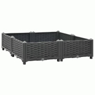 Helloshop26 - Jardinière lit surélevé plantes fleurs jardin 80 x 80 x 23 cm polypropylène gris foncé 02_0000951 - gris 3000072871536_0