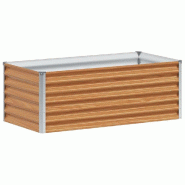 Helloshop26 - Jardinière surélevée design industriel extérieur 98 x 50 x 36 cm drainage optimal en acier galvanisé marron clair 02_0059030 - marr