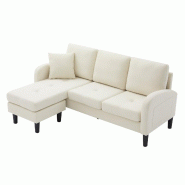 Merax canapé d'angle en L 166 cm avec méridienne flexible, 3 places, velours côtelé, module compact, beige - beige multi-matériau ZR5345W