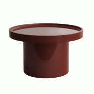 Oviala Business Table basse ronde 50 cm en MDF effet laqué bordeaux - violet Bois manufacturé 114318