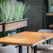 Séparateur central bureau/table 4 mm transparent - H 70 x L 90 cm - Fixation étau médian - Réf : 490767_0