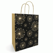 Sac kraft lisse Artifice noir/or poignées torsadées 23x12x30cm - par 50