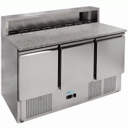 Saladette réfrigérée statique 2 portes avec plan en granit, thermostat électronique, dégivrage automatique, 136,5x70x102 cm, G-PS903-FC - 4032