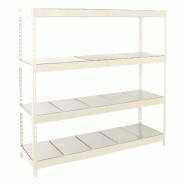 SimonRack Rayonnage industriel, 2000x1500x750 mm, 400 kg au point de flexion, 4 étagères métalliques, rayonnage garage, Blanc/Galvanisé- Ecoforte