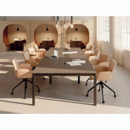 Table de réunion Cowork pour 10 à 12 personnes avec trappes passe-câbles