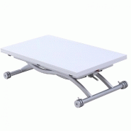 TABLE RELEVABLE EXTENSIBLE HIRONDELLE COMPACTE LAQUÉE BLANC 100 X 57/114 CM