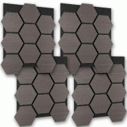 TecTake GmbH tectake Panneaux acoustiques Sonic Shield, absorption phonique avec feutre et bois, 76x62x1,8 cm, chêne gris - marron Bois manufacturé
