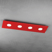 Top light Plafonnier rectangulaire Toplight Path 4 lumières avec culot GX53, structure rouge, design moderne 80x20x3cm - rouge 8056039147461