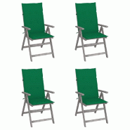 VidaXL Chaises Inclinables De Jardin Lot De 4 Et Coussins Bois Acacia - gris 3065382