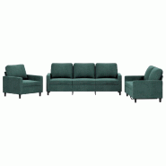 VidaXL Ensemble de canapés 3 pcs avec coussins Vert foncé Velours Modèle Sérénité Moderne - 3201478