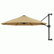 VidaXL Parasol mural avec mât métallique 300 cm Taupe Modèle Sirius Terrasse - marron 44866