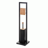 WellHome - Porte-Rouleau avec Brosse WC 'Natureo' couleur Noir Fonctionnel Ø20x60cm - WH13995